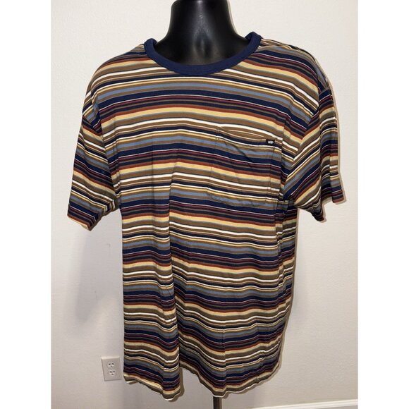 Vans Classic Fit Heavyweight Pocket T Shirt Men XL striped skateboard - Picture 1 of 8
